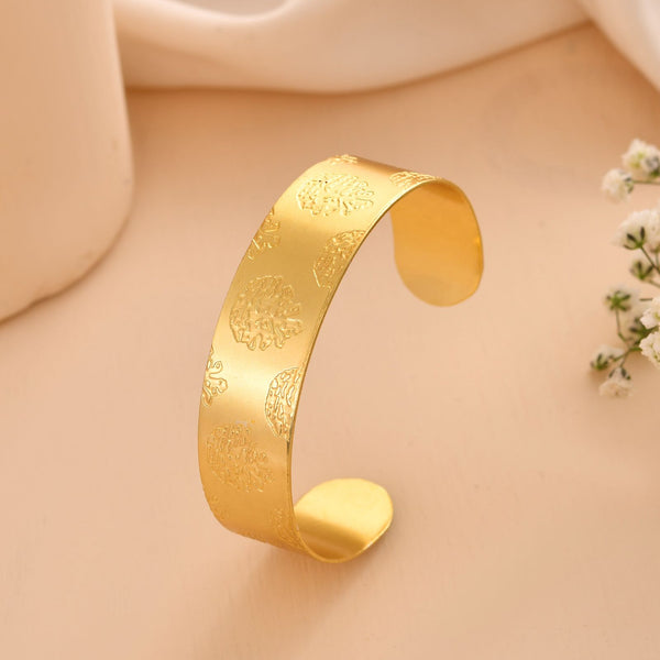 Jewels Nest Gold-Tone Engraved Wide Cuff Bangle For Women - Distacart