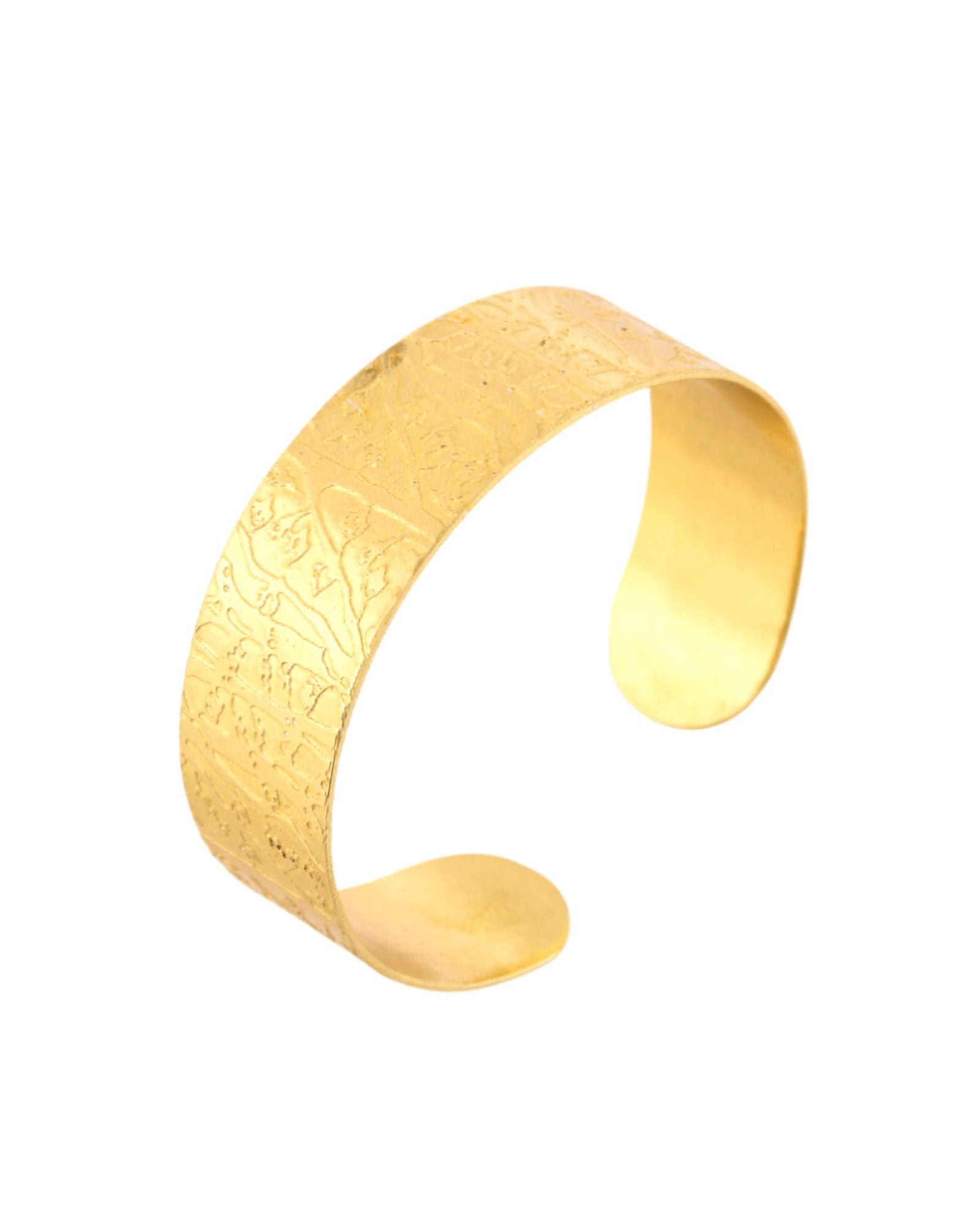 Jewels Nest Gold-Tone Anti- Tarnish Textured Wide Cuff Bangle For Women - Distacart