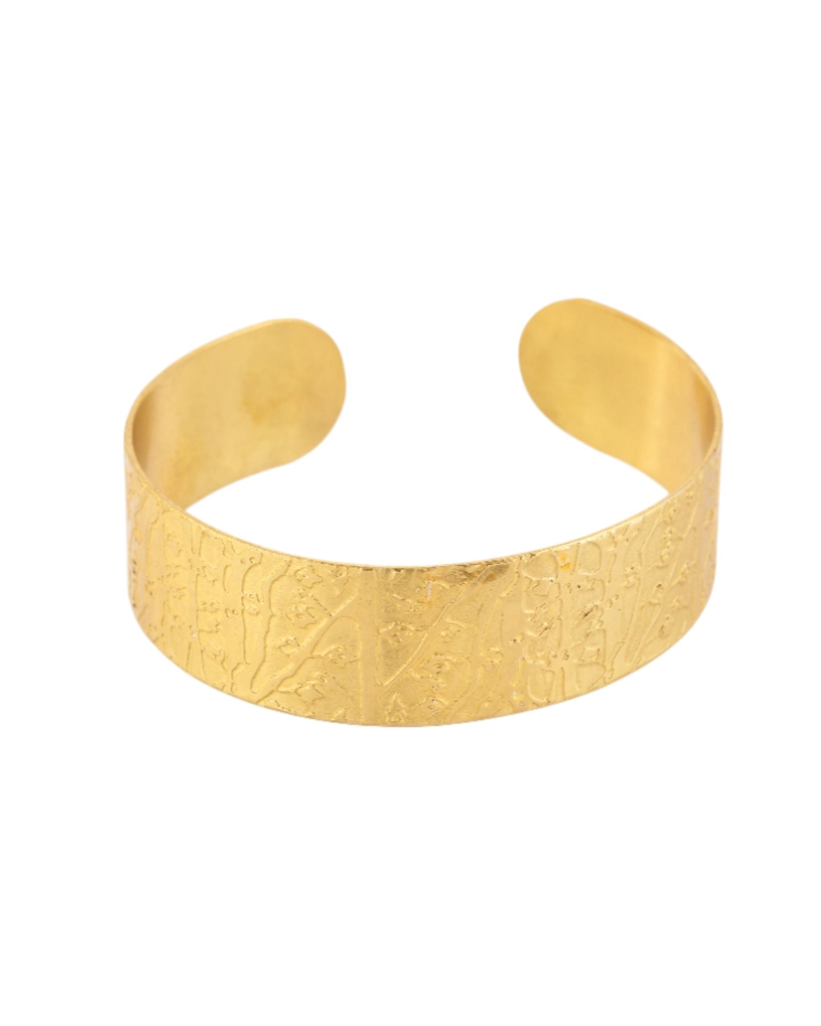 Jewels Nest Gold-Tone Anti- Tarnish Textured Wide Cuff Bangle For Women - Distacart