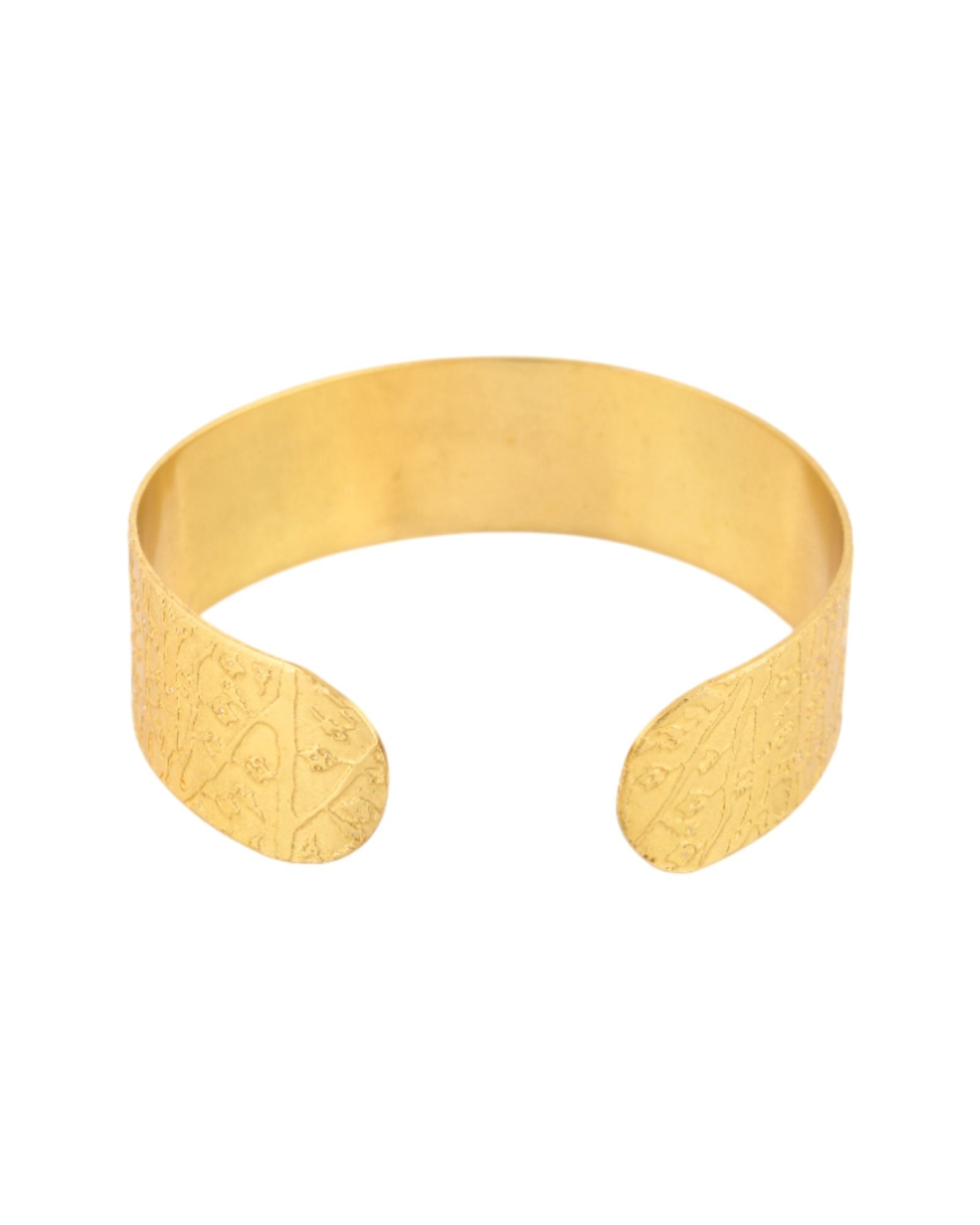 Jewels Nest Gold-Tone Anti- Tarnish Textured Wide Cuff Bangle For Women - Distacart