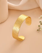 Thumbnail for Jewels Nest Gold-Tone Anti- Tarnish Textured Wide Cuff Bangle For Women - Distacart