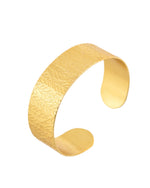 Thumbnail for Jewels Nest Gold-Tone Anti- Tarnish Leaf Textured Wide Cuff Bangle For Women - Distacart