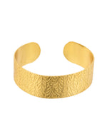Thumbnail for Jewels Nest Gold-Tone Anti- Tarnish Leaf Textured Wide Cuff Bangle For Women - Distacart