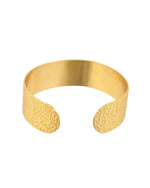 Thumbnail for Jewels Nest Gold-Tone Anti- Tarnish Leaf Textured Wide Cuff Bangle For Women - Distacart