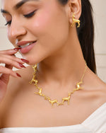 Thumbnail for Jewels Nest Gold-Tone Deer Motif Necklace & Stud Earrings Jewellery Set For Women - Distacart