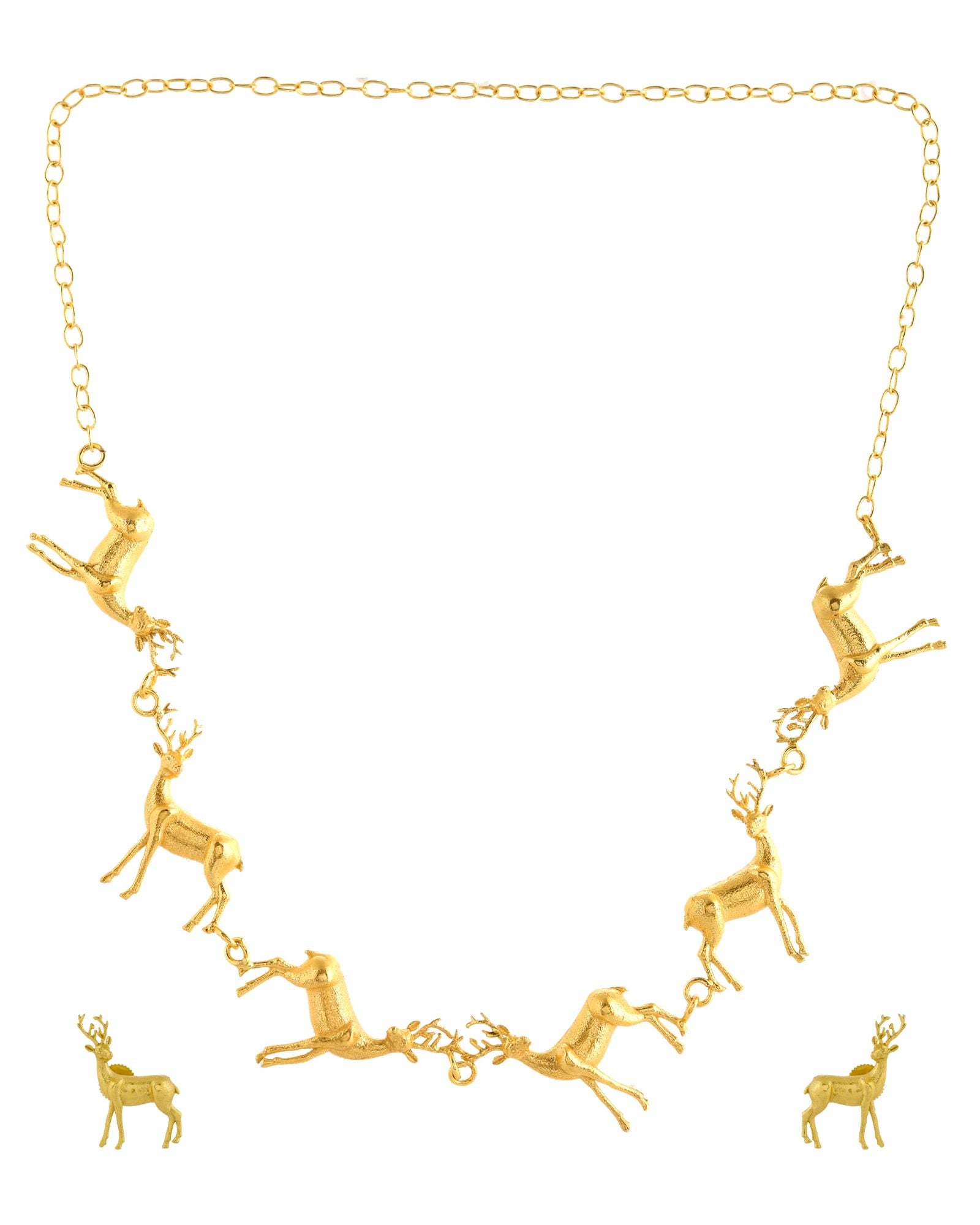 Jewels Nest Gold-Tone Deer Motif Necklace & Stud Earrings Jewellery Set For Women - Distacart