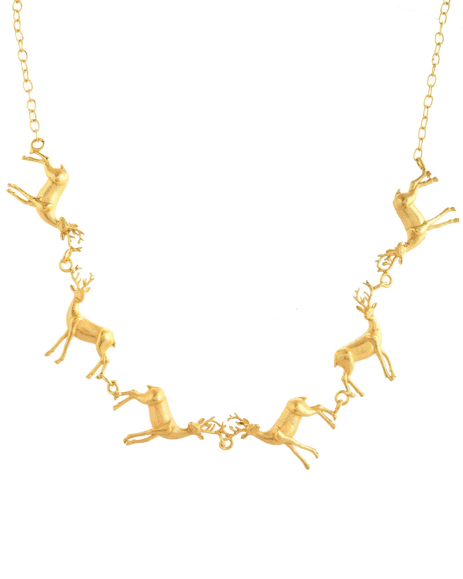 Jewels Nest Gold-Tone Deer Motif Necklace & Stud Earrings Jewellery Set For Women - Distacart