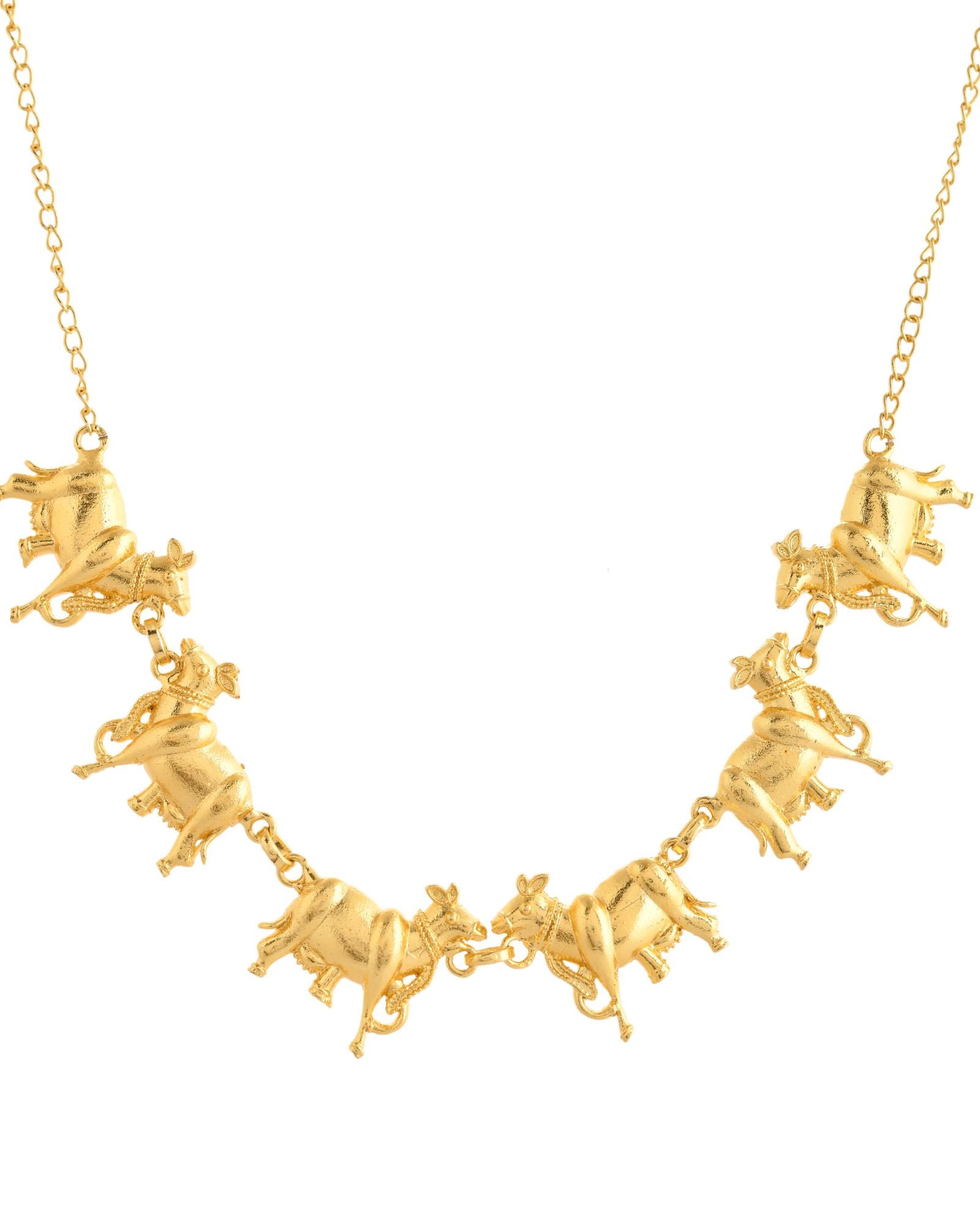 Jewels Nest Gold-Tone Elephant Motif Necklace & Stud Earrings Set For Women | Animal Theme Statement Jewellery - Distacart