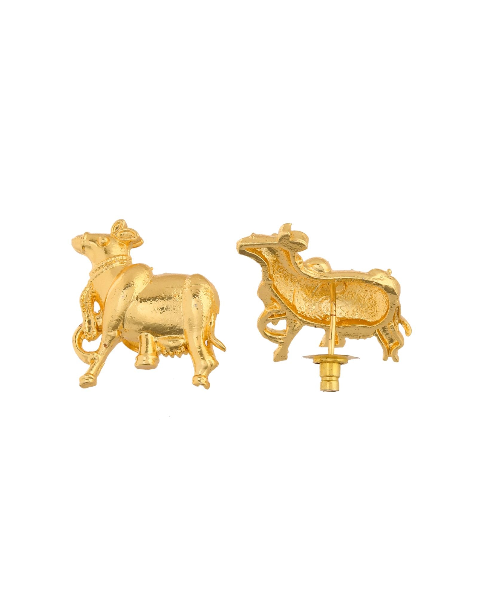 Jewels Nest Gold-Tone Elephant Motif Necklace & Stud Earrings Set For Women | Animal Theme Statement Jewellery - Distacart
