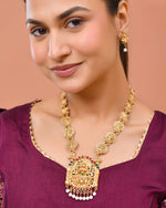 Thumbnail for Jewels Nest Gold-Tone Lakshmi Temple Long Necklace Set With Earrings - Distacart