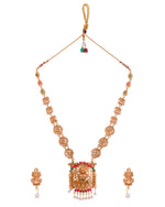Thumbnail for Jewels Nest Gold-Tone Lakshmi Temple Long Necklace Set With Earrings - Distacart