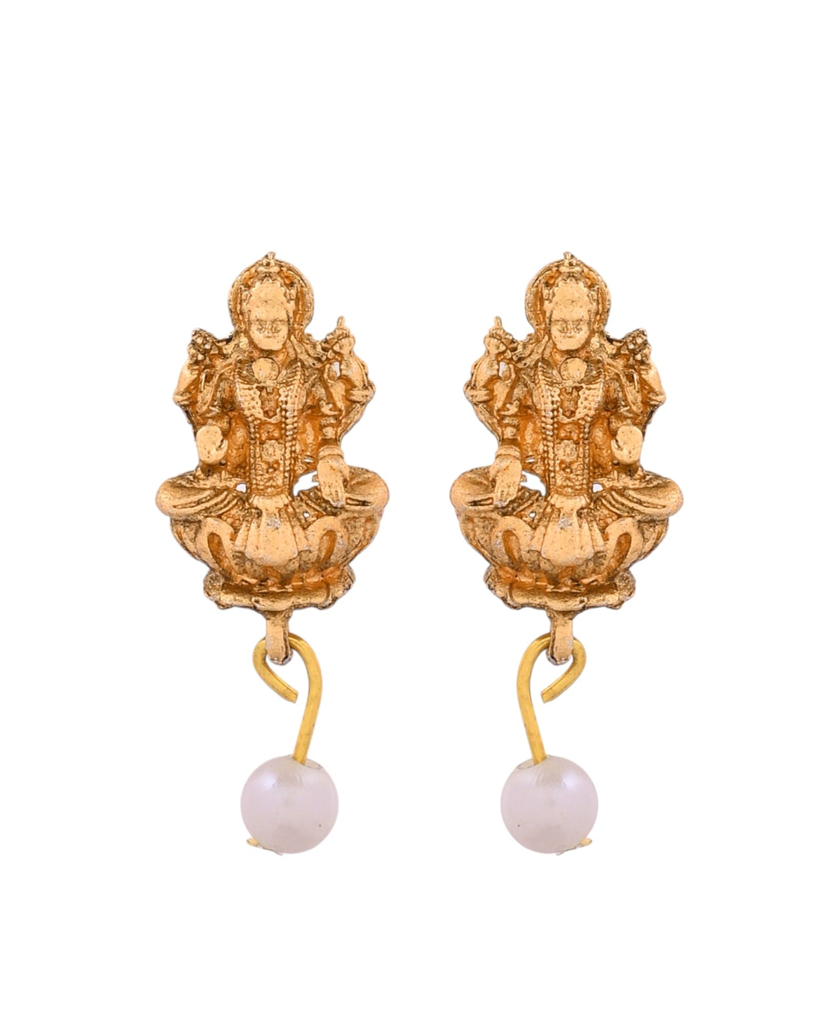 Jewels Nest Gold-Tone Lakshmi Temple Long Necklace Set With Earrings - Distacart