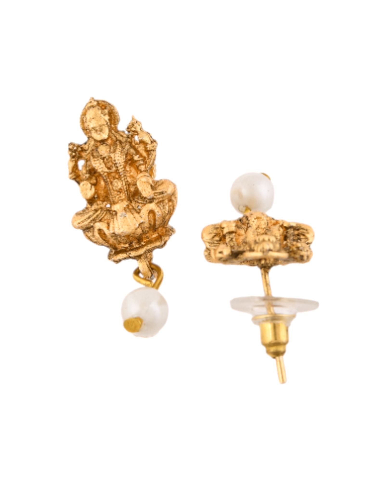 Jewels Nest Gold-Tone Lakshmi Temple Long Necklace Set With Earrings - Distacart