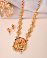 Thumbnail for Jewels Nest Gold-Tone Lakshmi Temple Long Necklace Set With Earrings - Distacart