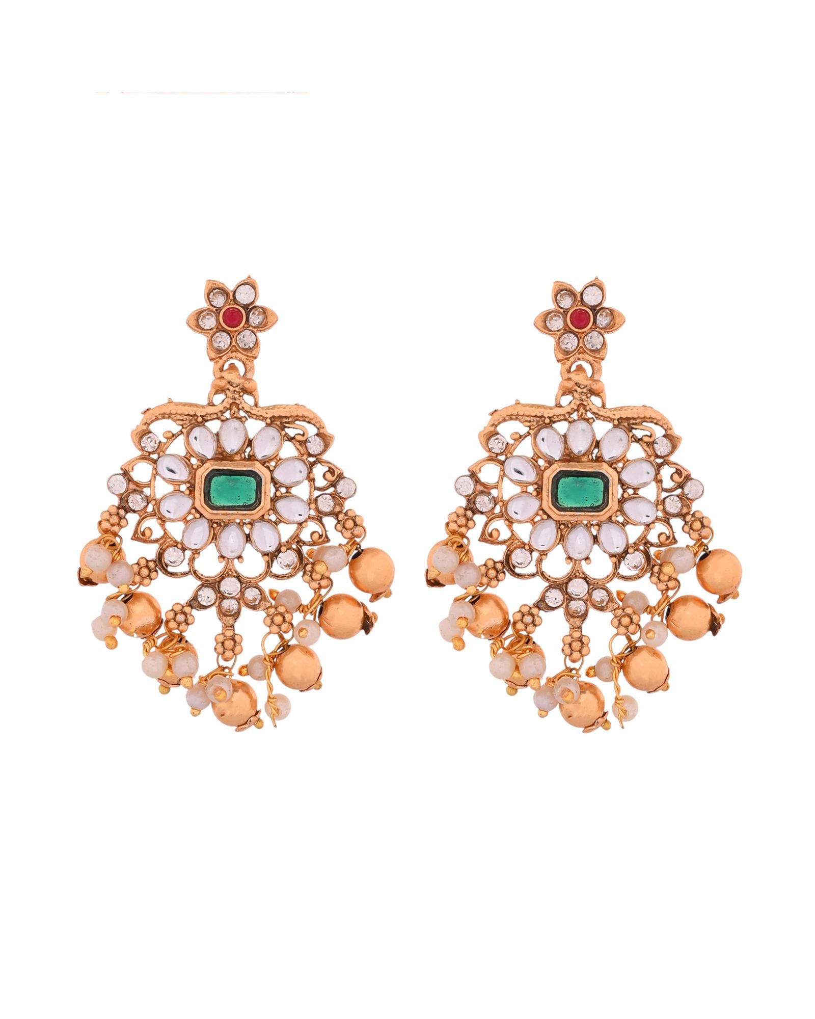 Jewels Nest Gold-Tone Kundan Choker Necklace Set With Red Stones & Pearl Drops - Distacart