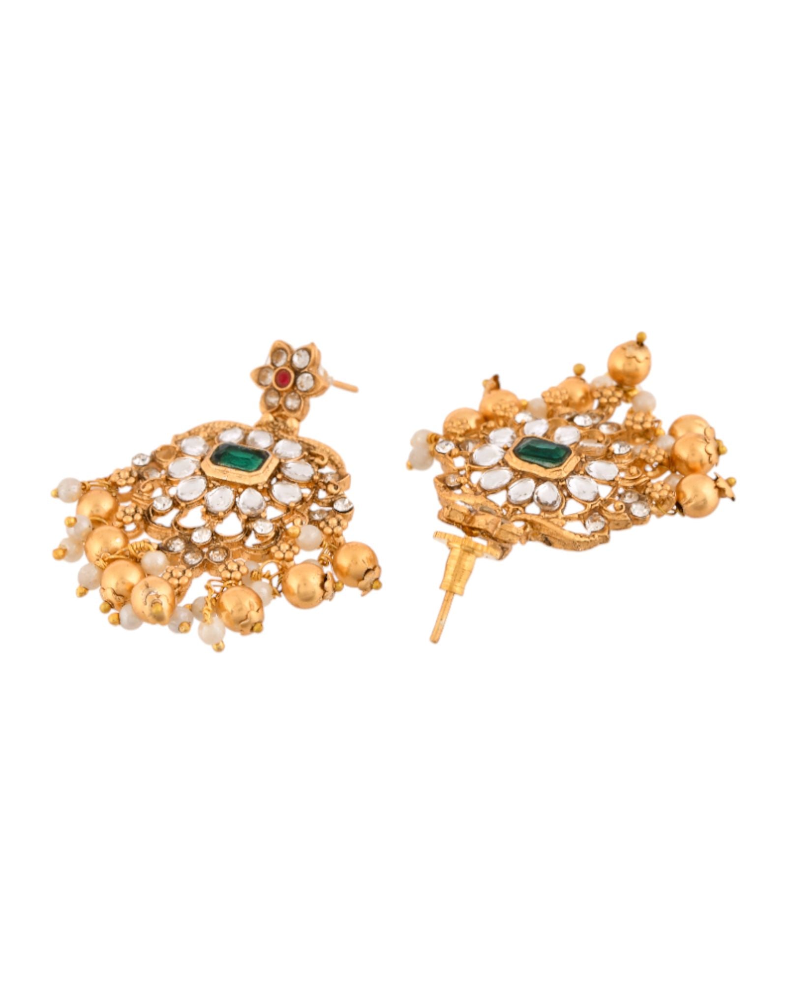 Jewels Nest Gold-Tone Kundan Choker Necklace Set With Red Stones & Pearl Drops - Distacart