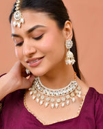 Thumbnail for Jewels Nest Gold-Tone Kundan Choker Necklace Set With Pearl Drops & Maang Tikka - Distacart