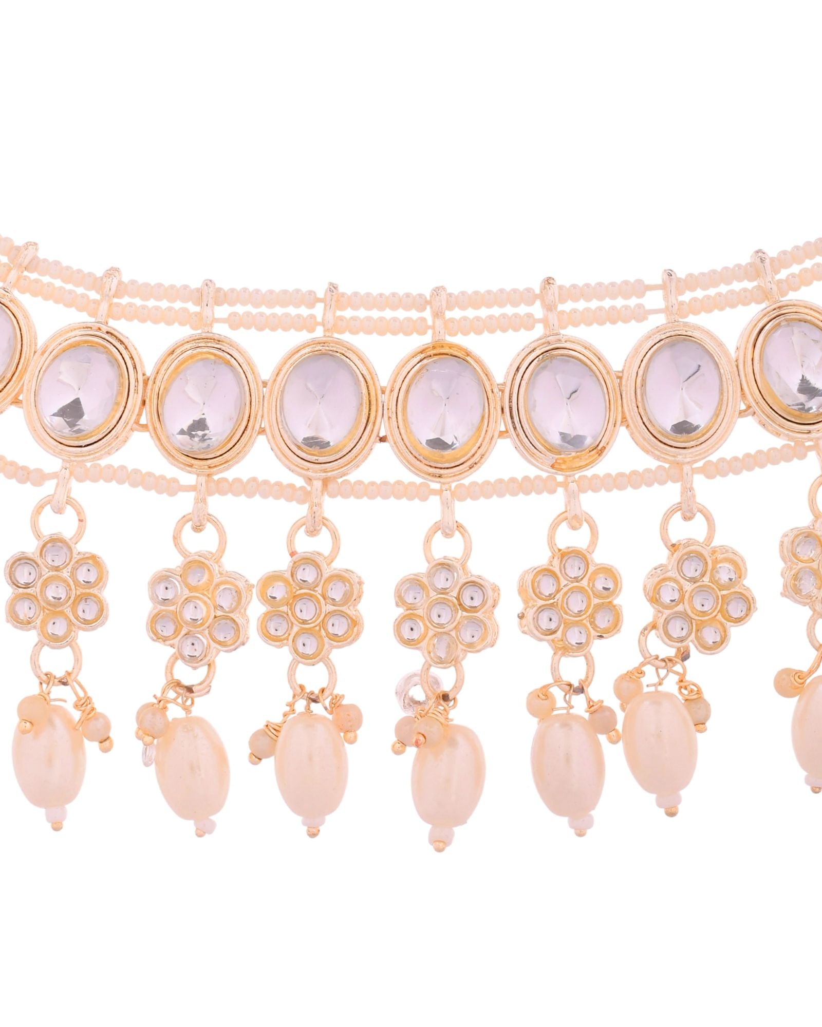 Jewels Nest Gold-Tone Kundan Choker Necklace Set With Pearl Drops & Maang Tikka - Distacart
