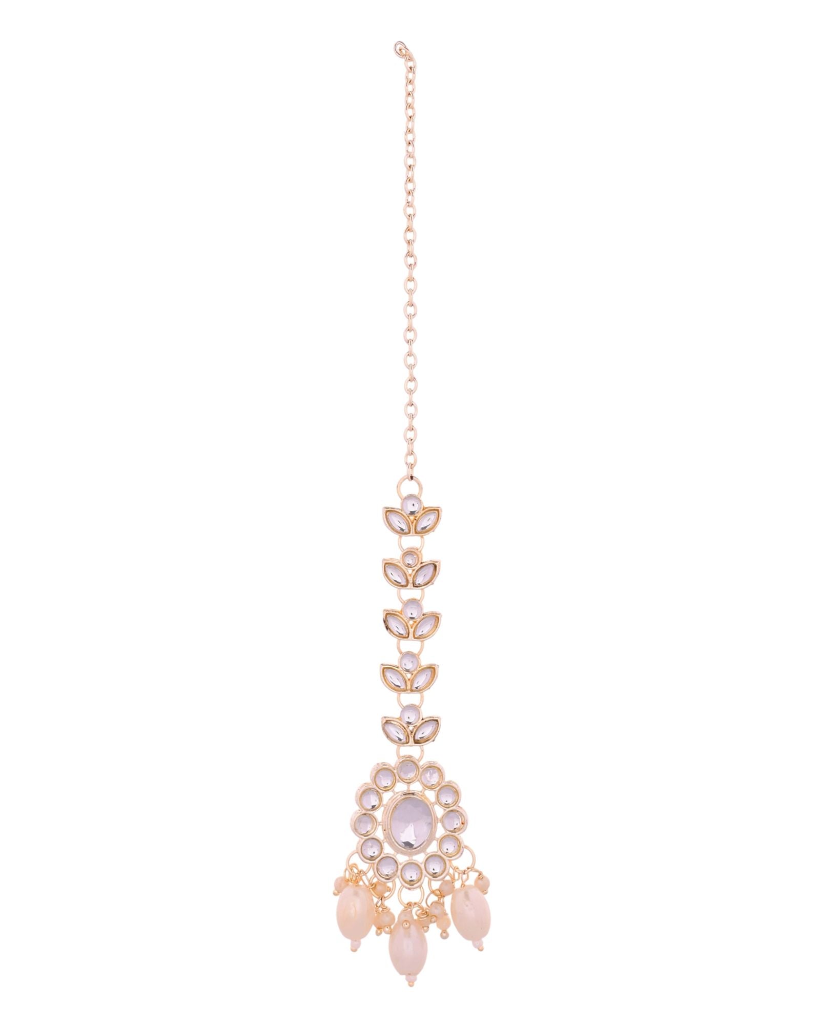 Jewels Nest Gold-Tone Kundan Choker Necklace Set With Pearl Drops & Maang Tikka - Distacart