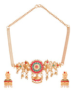 Thumbnail for Jewels Nest Gold-Tone Kundan Peacock Pendant Necklace With Jhumka Earrings - Distacart