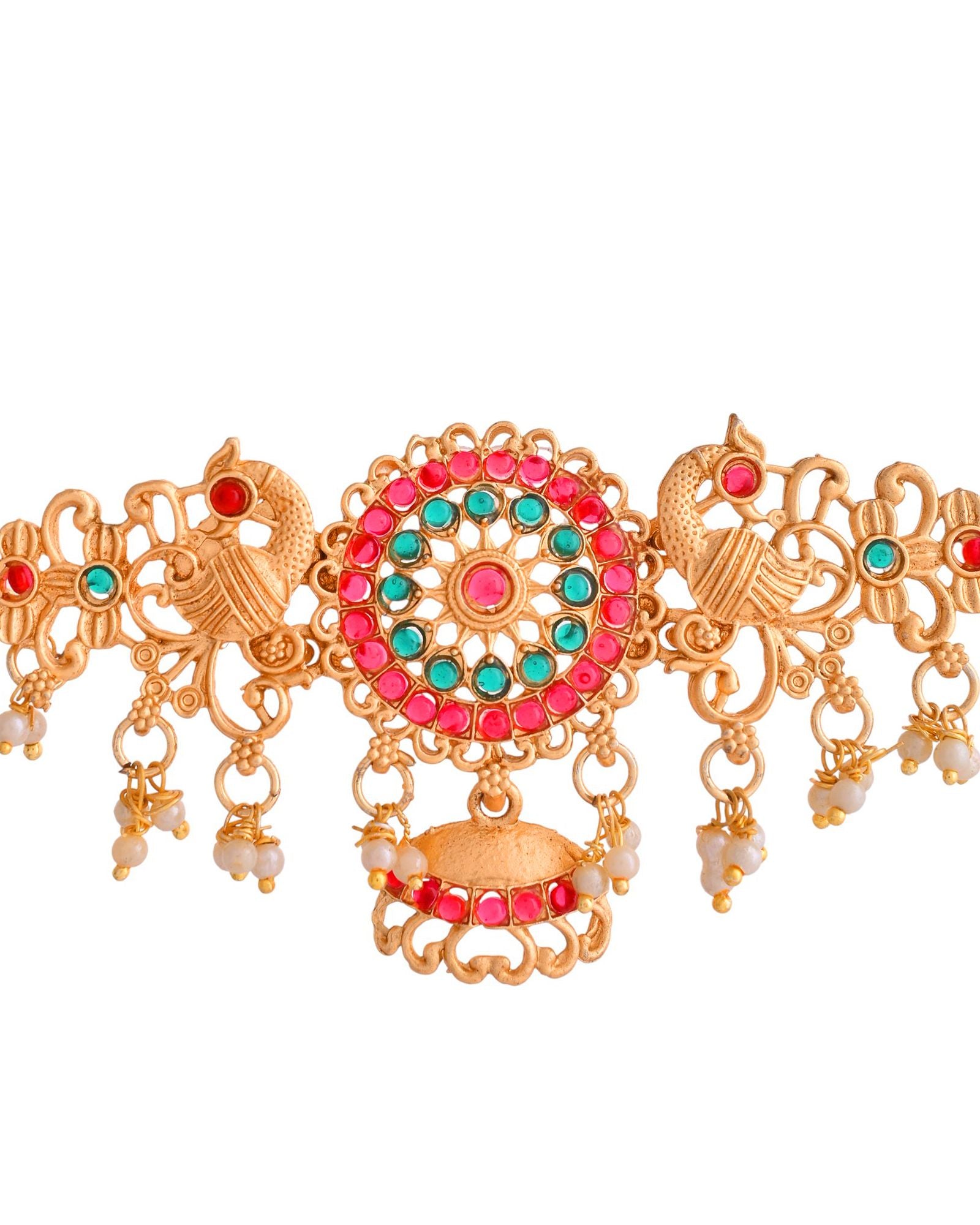 Jewels Nest Gold-Tone Kundan Peacock Pendant Necklace With Jhumka Earrings - Distacart