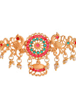 Thumbnail for Jewels Nest Gold-Tone Kundan Peacock Pendant Necklace With Jhumka Earrings - Distacart