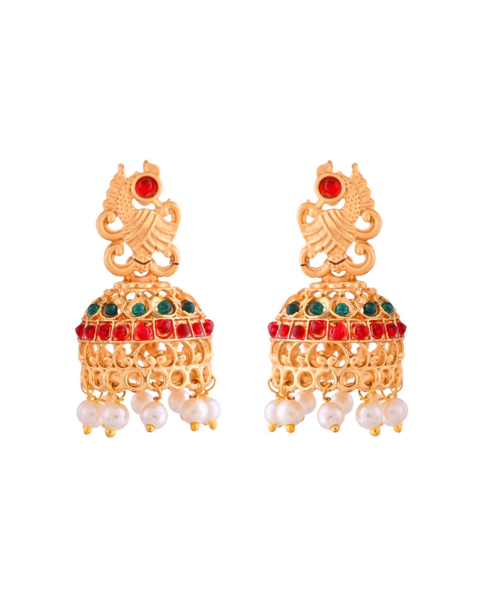 Jewels Nest Gold-Tone Kundan Peacock Pendant Necklace With Jhumka Earrings - Distacart
