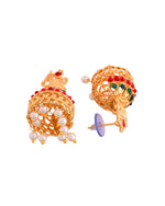 Thumbnail for Jewels Nest Gold-Tone Kundan Peacock Pendant Necklace With Jhumka Earrings - Distacart