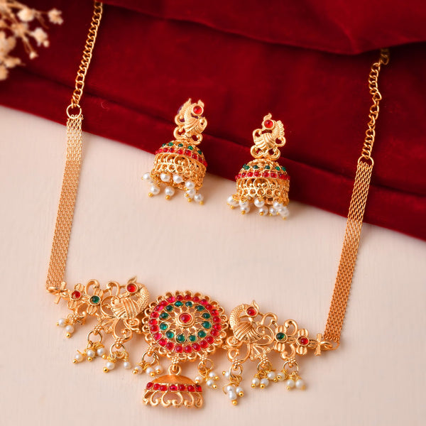 Jewels Nest Gold-Tone Kundan Peacock Pendant Necklace With Jhumka Earrings - Distacart