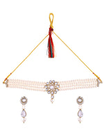 Thumbnail for Jewels Nest Gold-Tone Pearl Choker Necklace With Stone Pendant And Earrings - Distacart