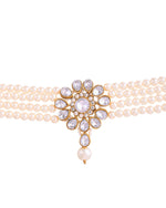 Thumbnail for Jewels Nest Gold-Tone Pearl Choker Necklace With Stone Pendant And Earrings - Distacart
