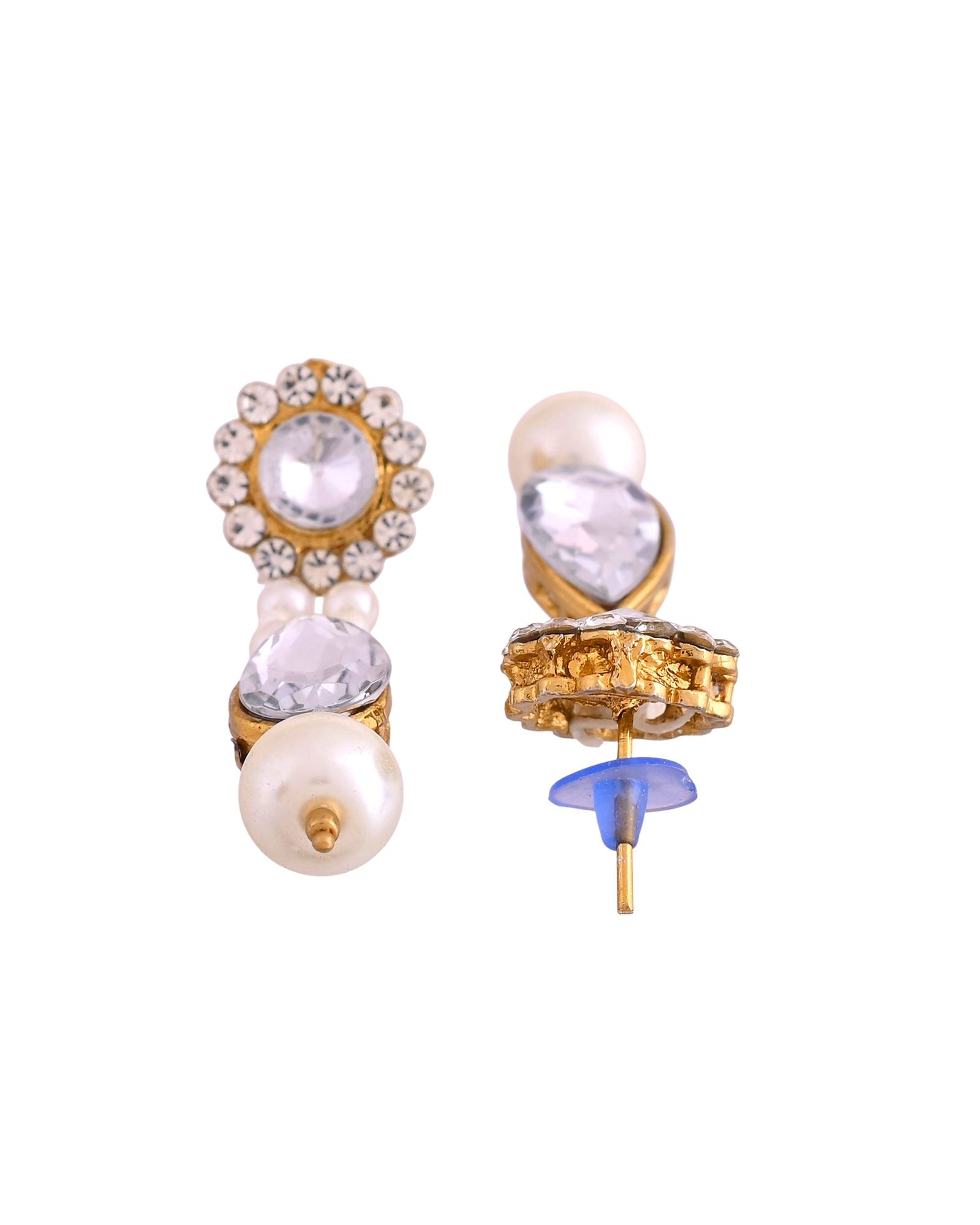Jewels Nest Gold-Tone Pearl Choker Necklace With Stone Pendant And Earrings - Distacart