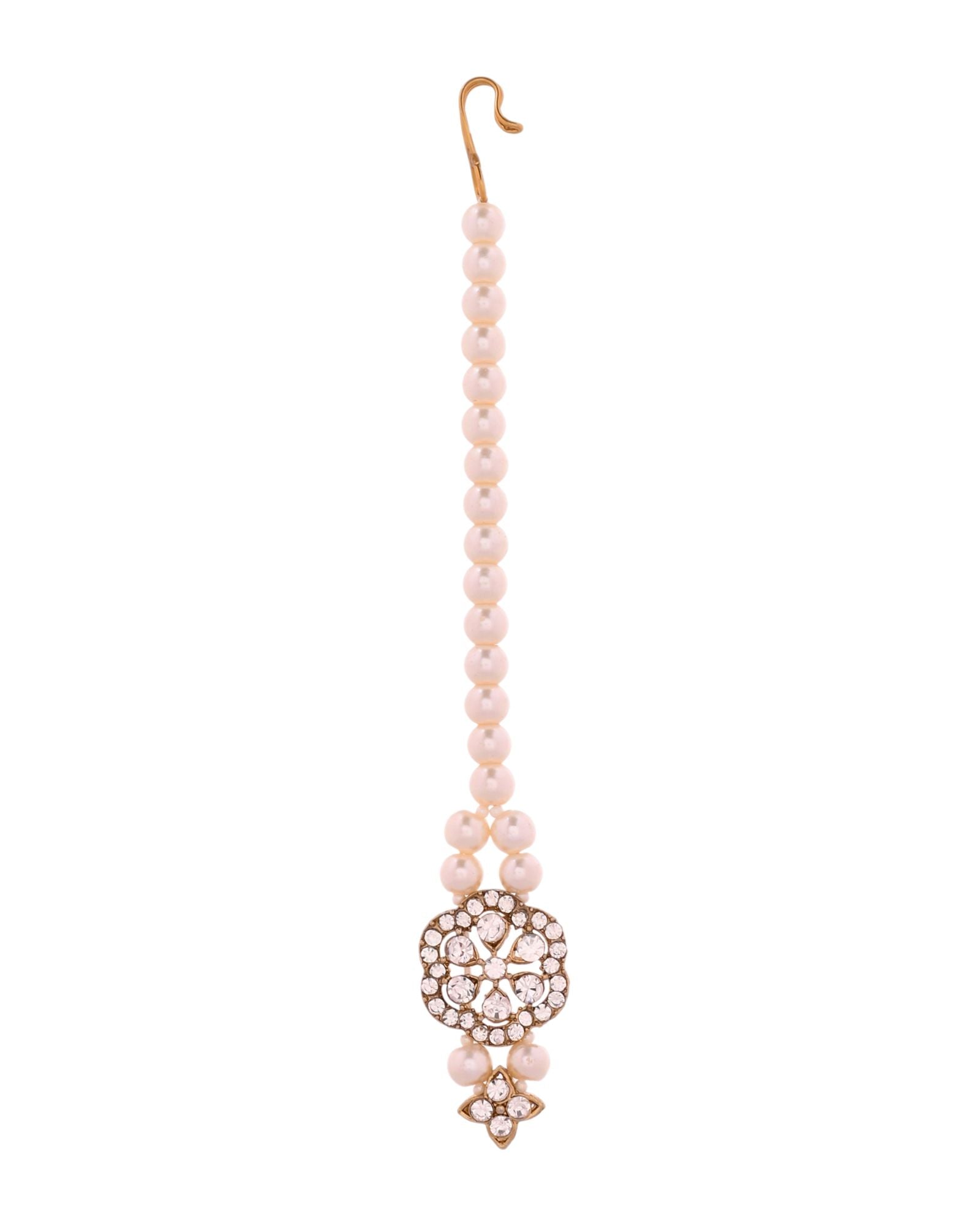 Jewels Nest Gold-Tone Layered Pearl Long Necklace With Crystal Motifs And Drop Earrings - Distacart