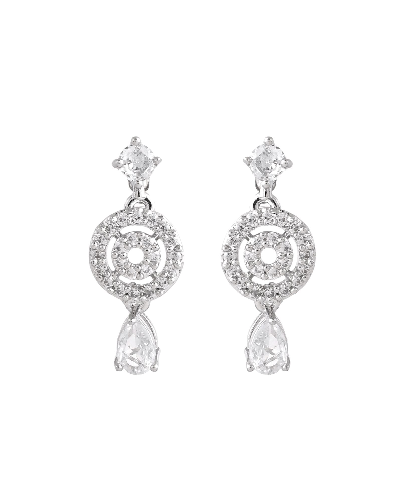 Jewels Nest Silver-Plated And Crystal Drop Necklace Set With Matching Earrings - Distacart