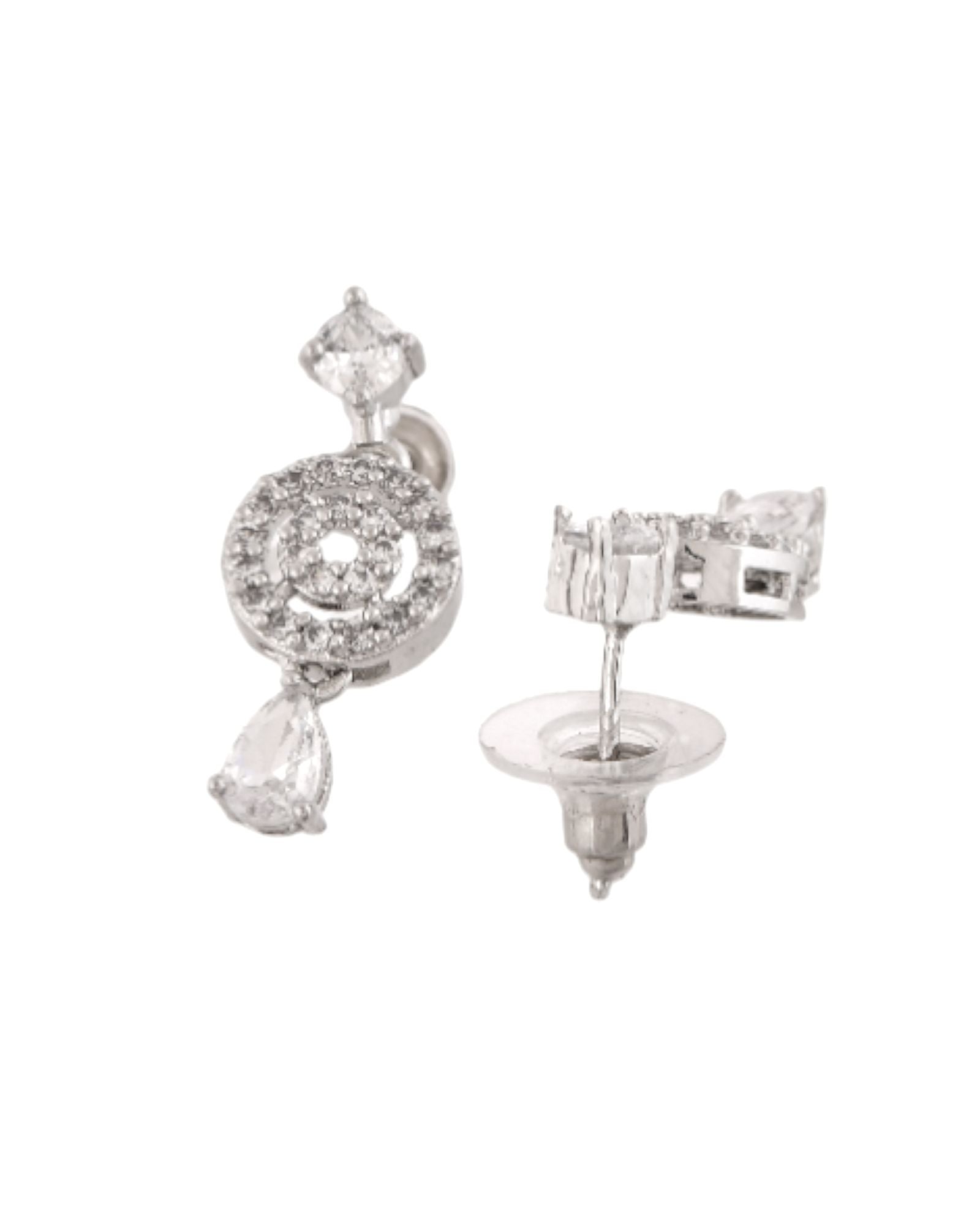 Jewels Nest Silver-Plated And Crystal Drop Necklace Set With Matching Earrings - Distacart