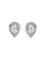 Thumbnail for Jewels Nest Silver-Plated American Diamond (Ad) Floral Teardrop Necklace Set With Matching Stud Earrings - Distacart