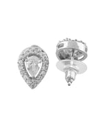 Thumbnail for Jewels Nest Silver-Plated American Diamond (Ad) Floral Teardrop Necklace Set With Matching Stud Earrings - Distacart
