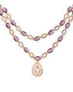 Thumbnail for Jewels Nest Gold-Plated American Diamond (Ad) Purple Stone Teardrop Necklace Set With Matching Earrings - Distacart