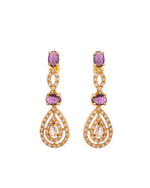 Thumbnail for Jewels Nest Gold-Plated American Diamond (Ad) Purple Stone Teardrop Necklace Set With Matching Earrings - Distacart
