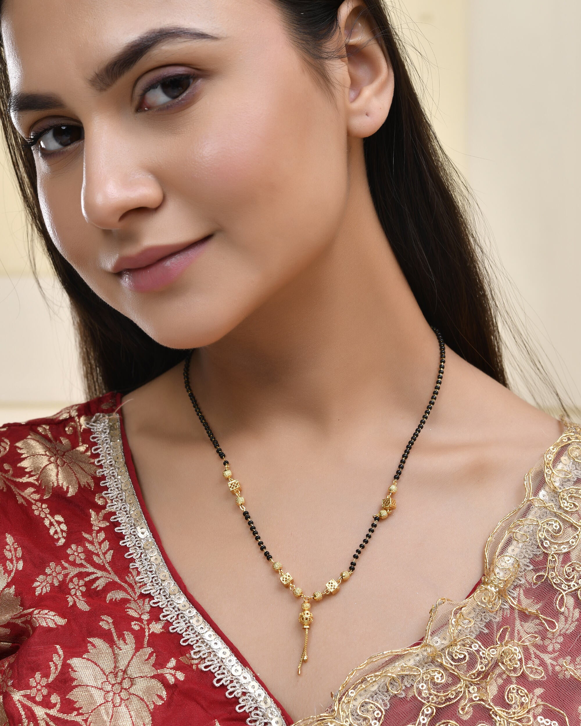 Jewels Nest Traditional Gold-Polished Double-Strand Mangal Sutra - Distacart
