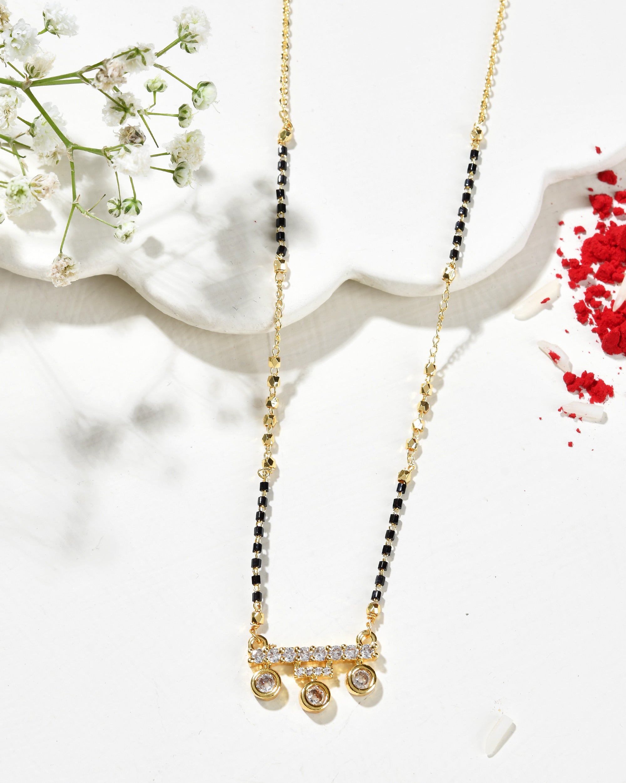 Jewels Nest Sleek Crystal Drop Gold-Polished Mangal Sutra - Distacart