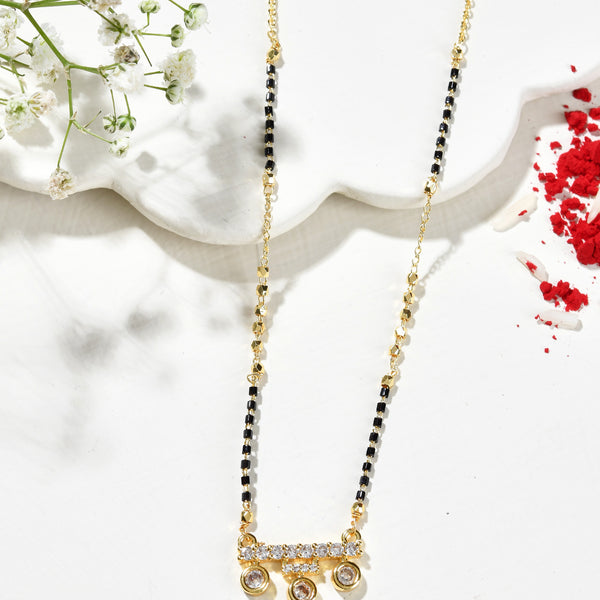 Jewels Nest Sleek Crystal Drop Gold-Polished Mangal Sutra - Distacart