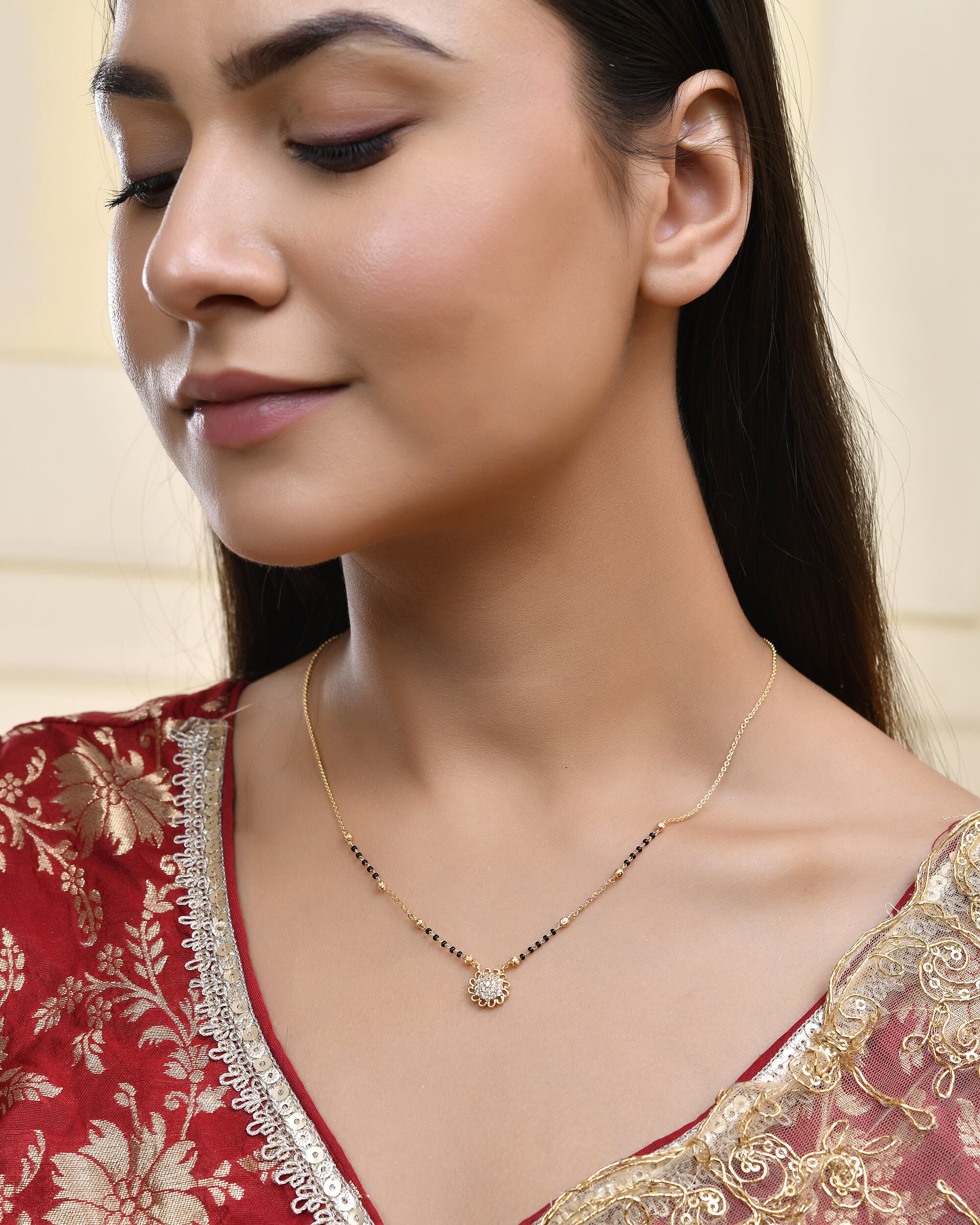 Jewels Nest Floral Bloom Gold-Polished Mangal Sutra - Distacart