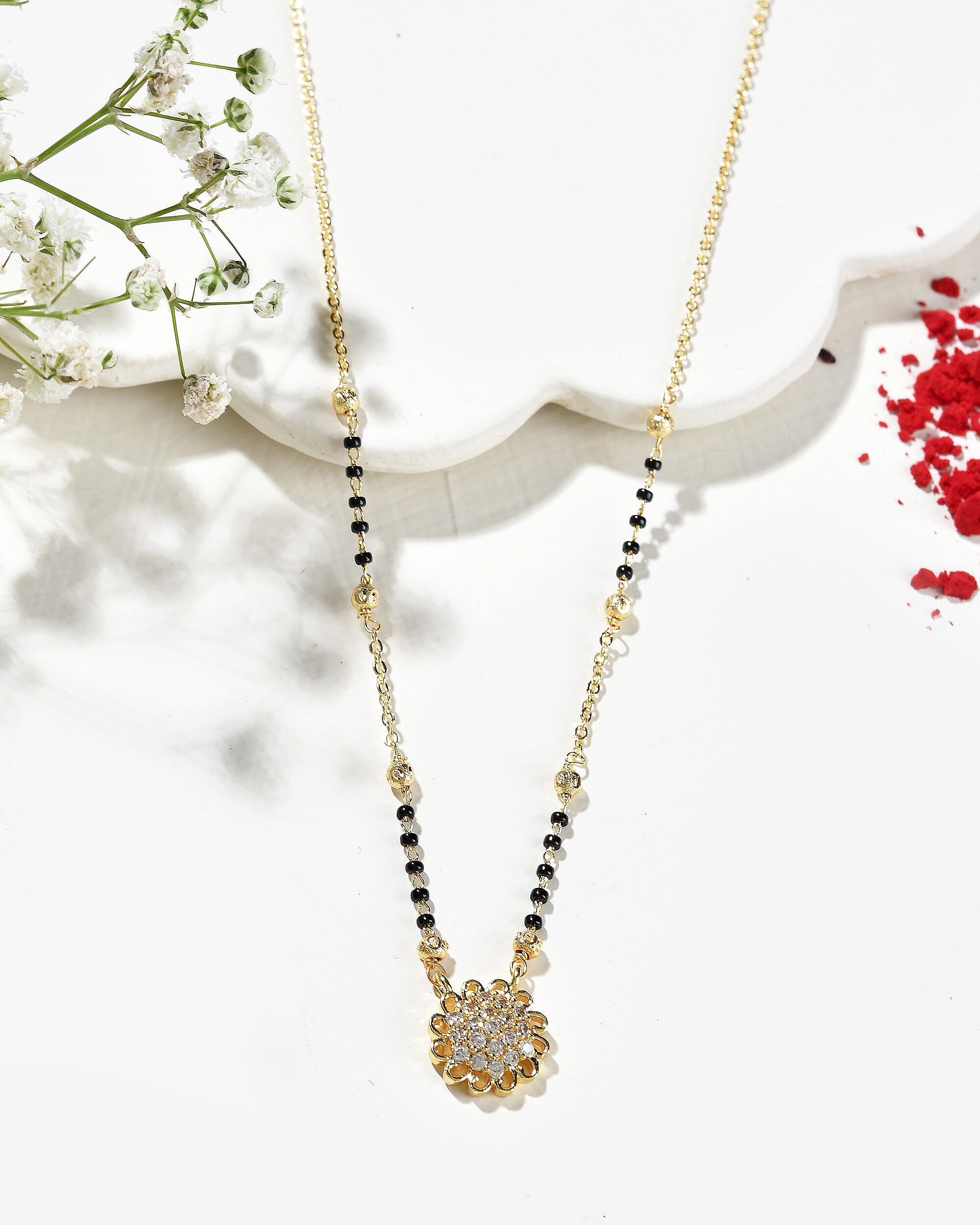 Jewels Nest Floral Bloom Gold-Polished Mangal Sutra - Distacart