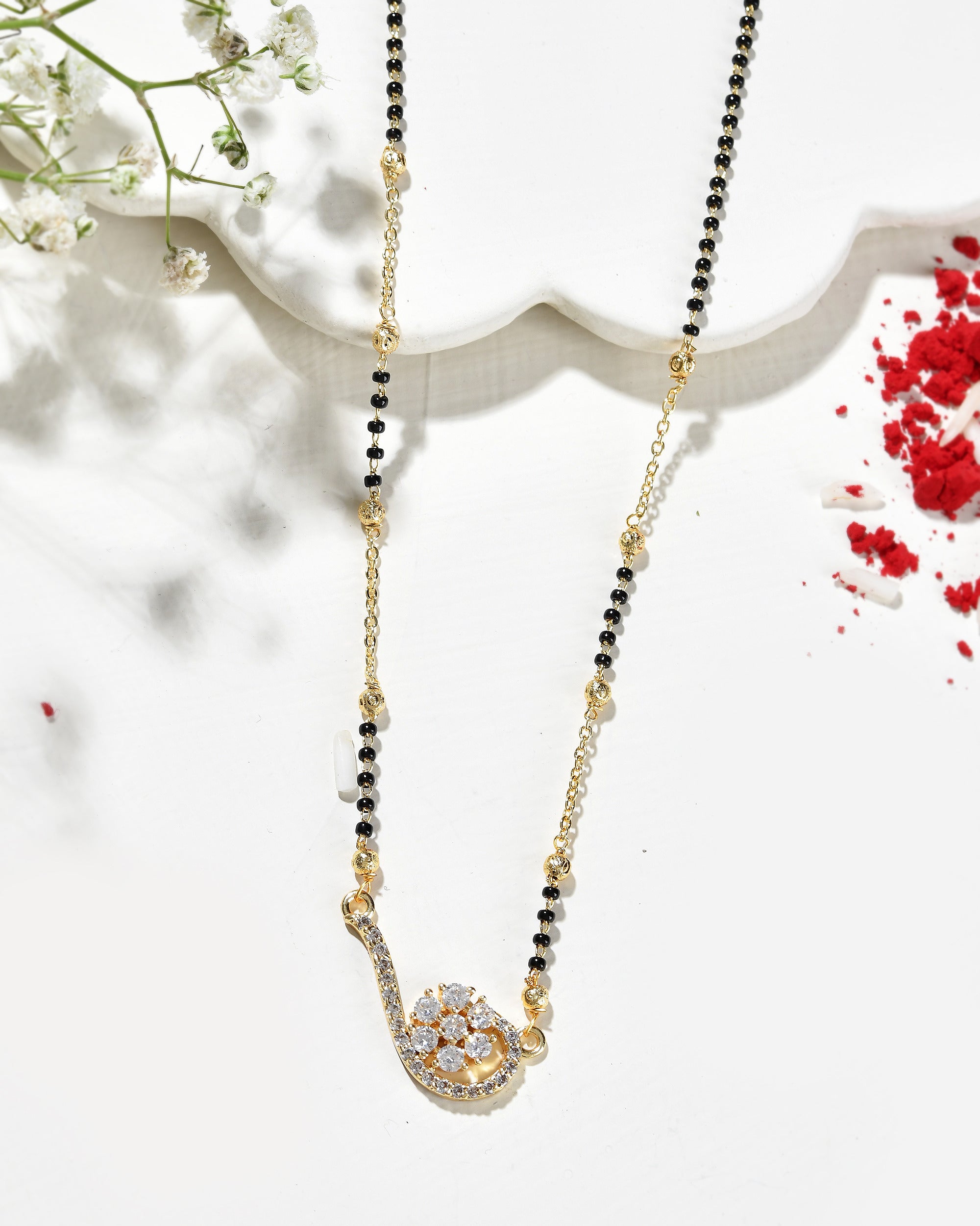 Jewels Nest Elegant Swirl Gold-Polished Mangal Sutra - Distacart