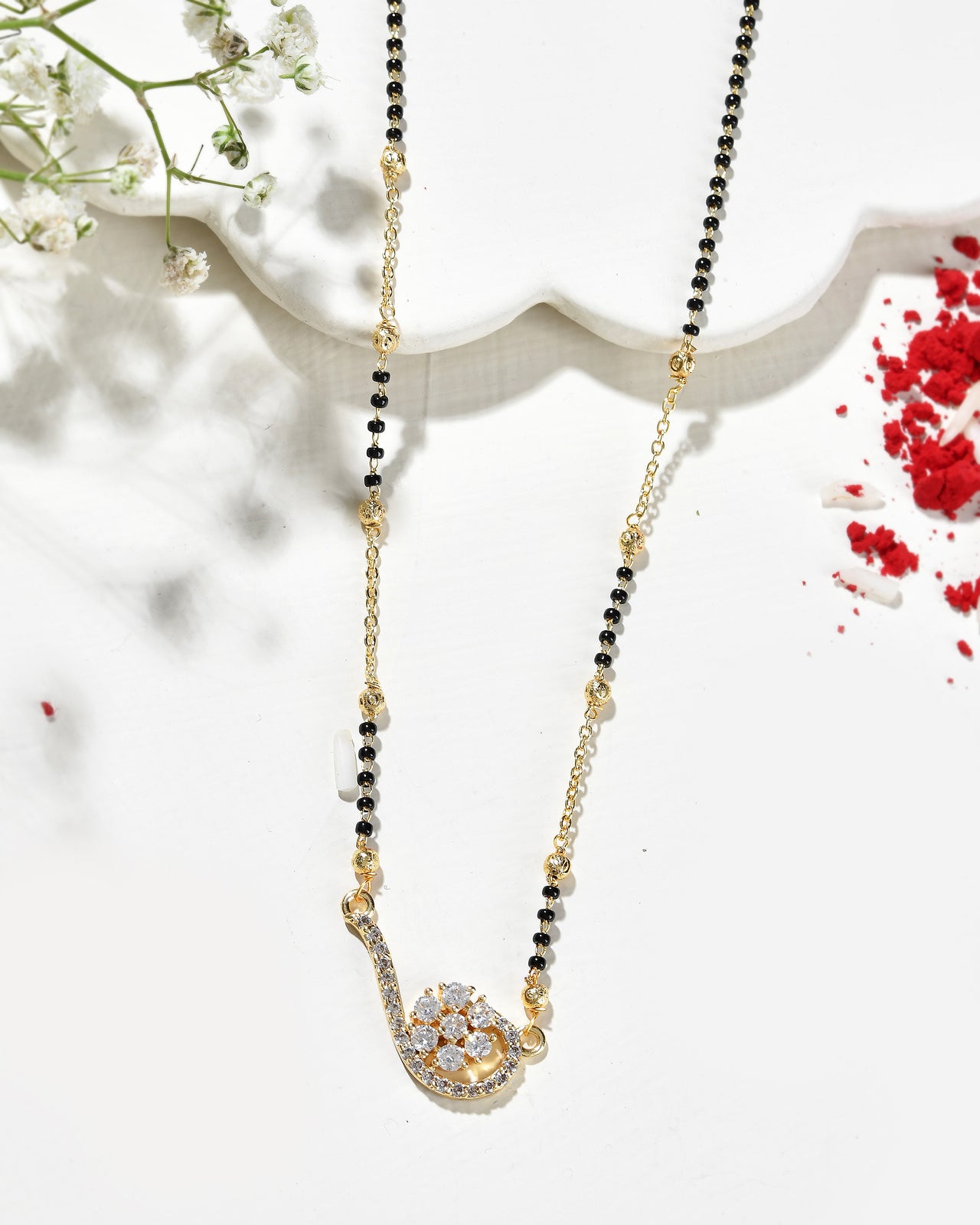 Jewels Nest Elegant Swirl Gold-Plated Mangal Sutra