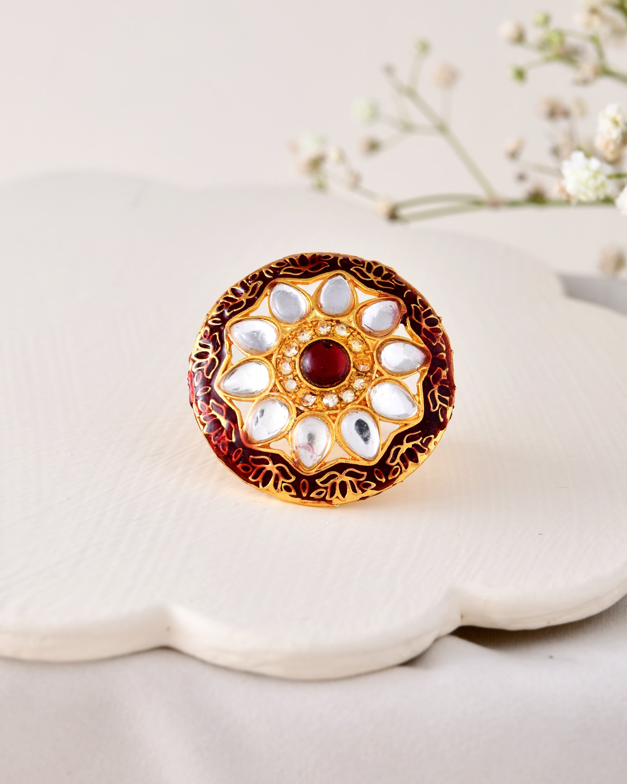 Jewels Nest Traditional Kundan Gold-Polished Rings - Distacart
