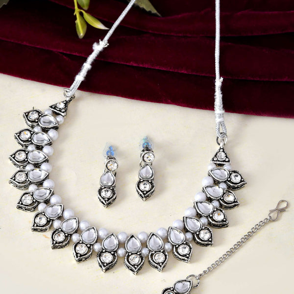 Jewels Nest Oxidised Silver-Plated Bridal Choker Jewellery Set - Distacart