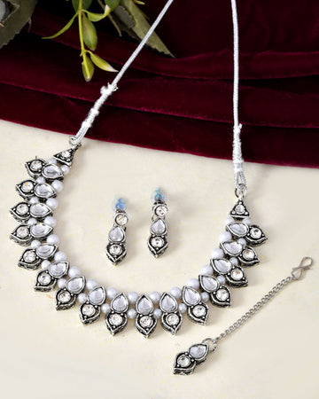 Jewels Nest Oxidised Silver-Plated Bridal Choker Jewellery Set - Distacart