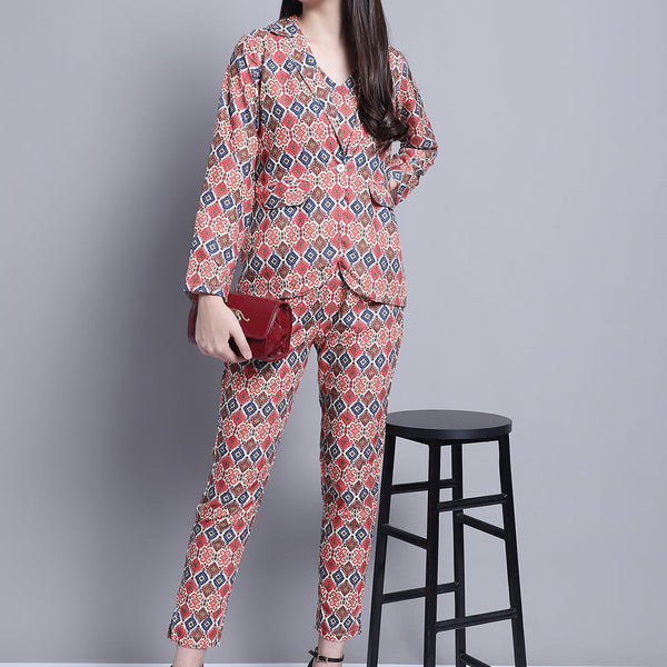 Jainish Women's WoDigital Printed Crop Top and Jacket Set - Red - Distacart